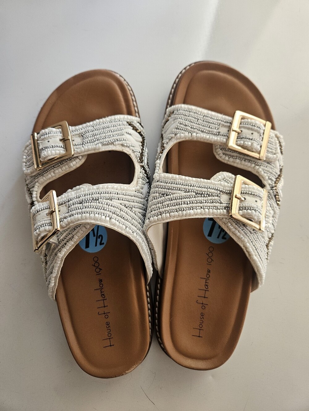House of Harlow Beaded Sandals White 7.5